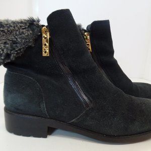 Cole Haan Quinney Womens 8.5 Black Waterproof Suede Fur Winter Snow Ankle Bootie